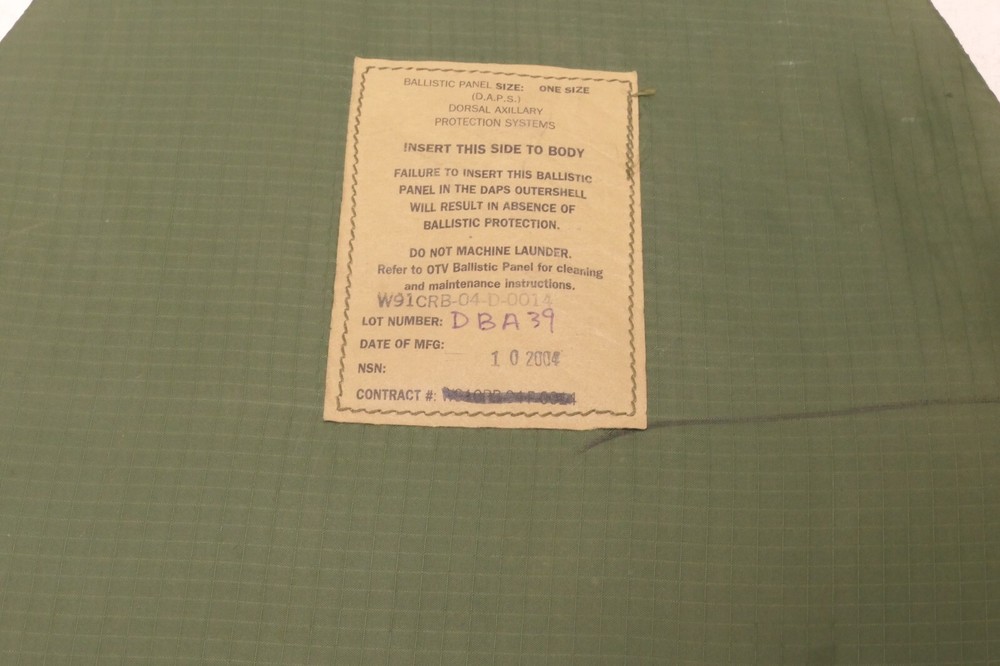 Ballistic Panel Dorsal Axillary Insert Panel DAPS