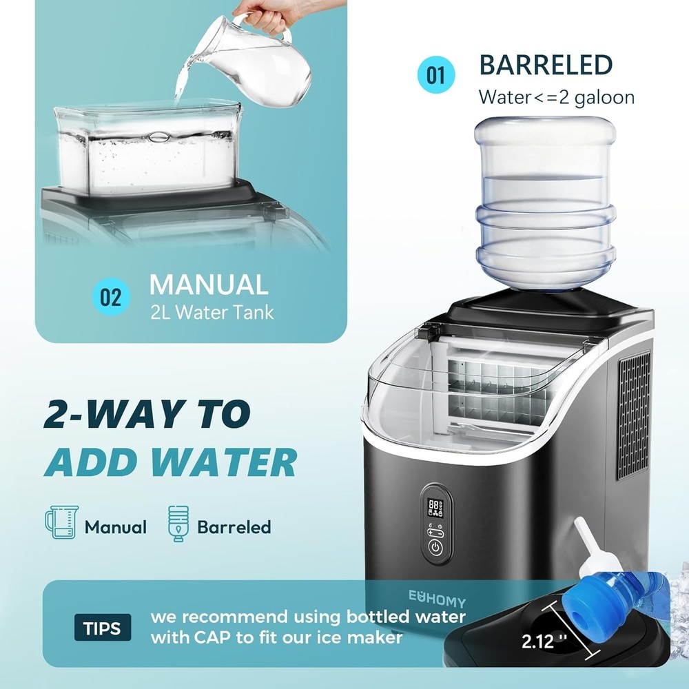 Rapid 16-Cube Ice Maker with External Tank - Ultra Quiet & 7-Minute Cycle