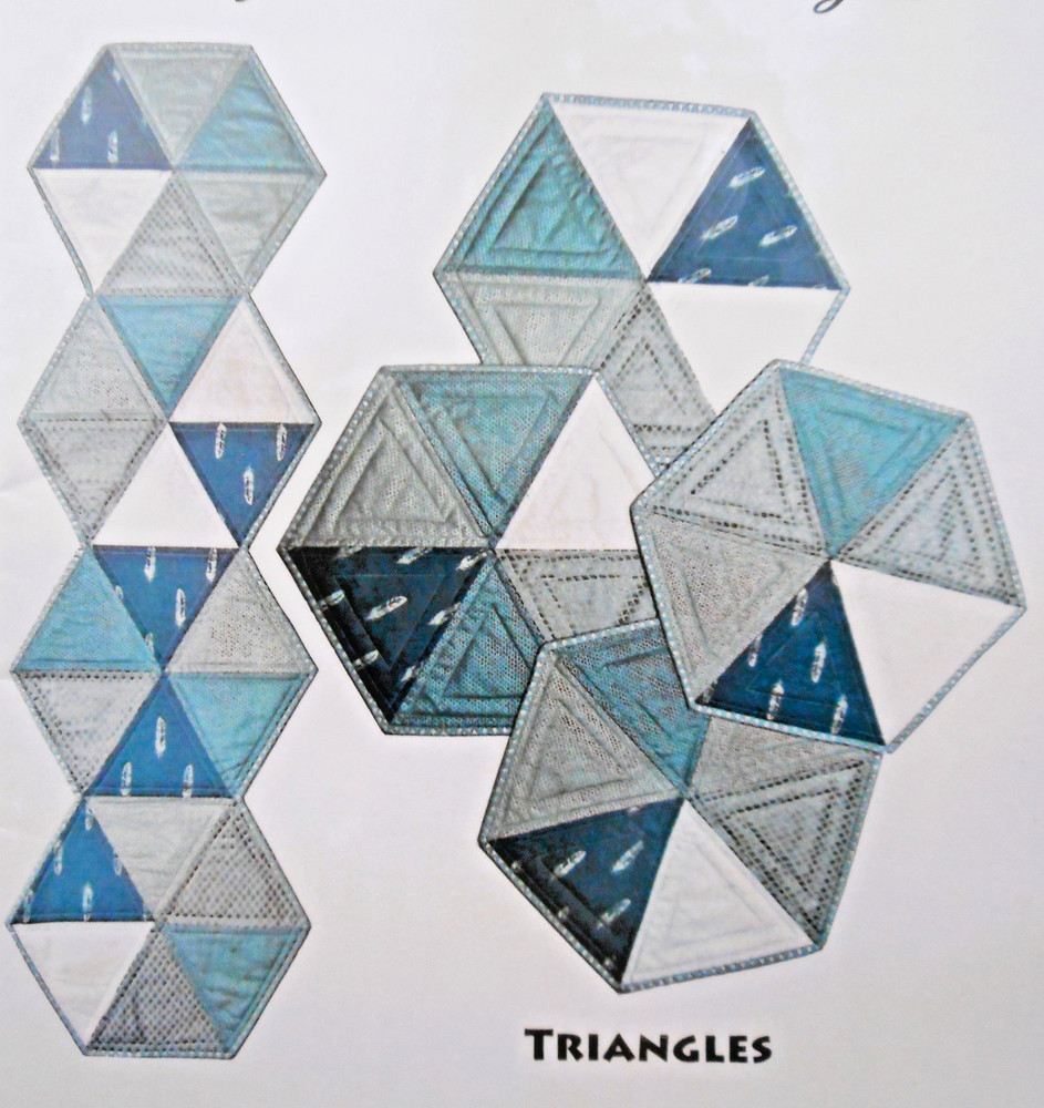 3 Patterns-Table Runner & Placemats-Inside Out Mats-Shared Blossom-Triangles-140