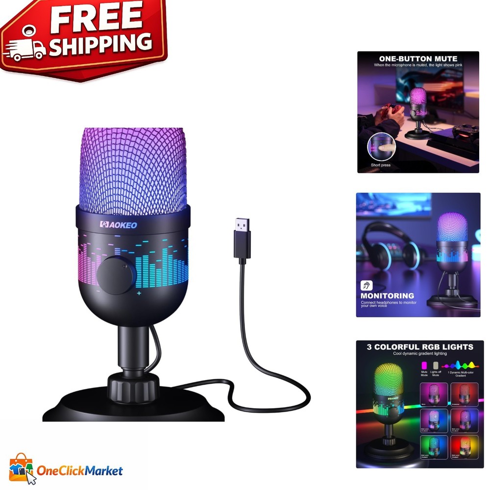 AK-1i USB Condenser Microphone for PC, Mac & PS4/5 with Mute Function