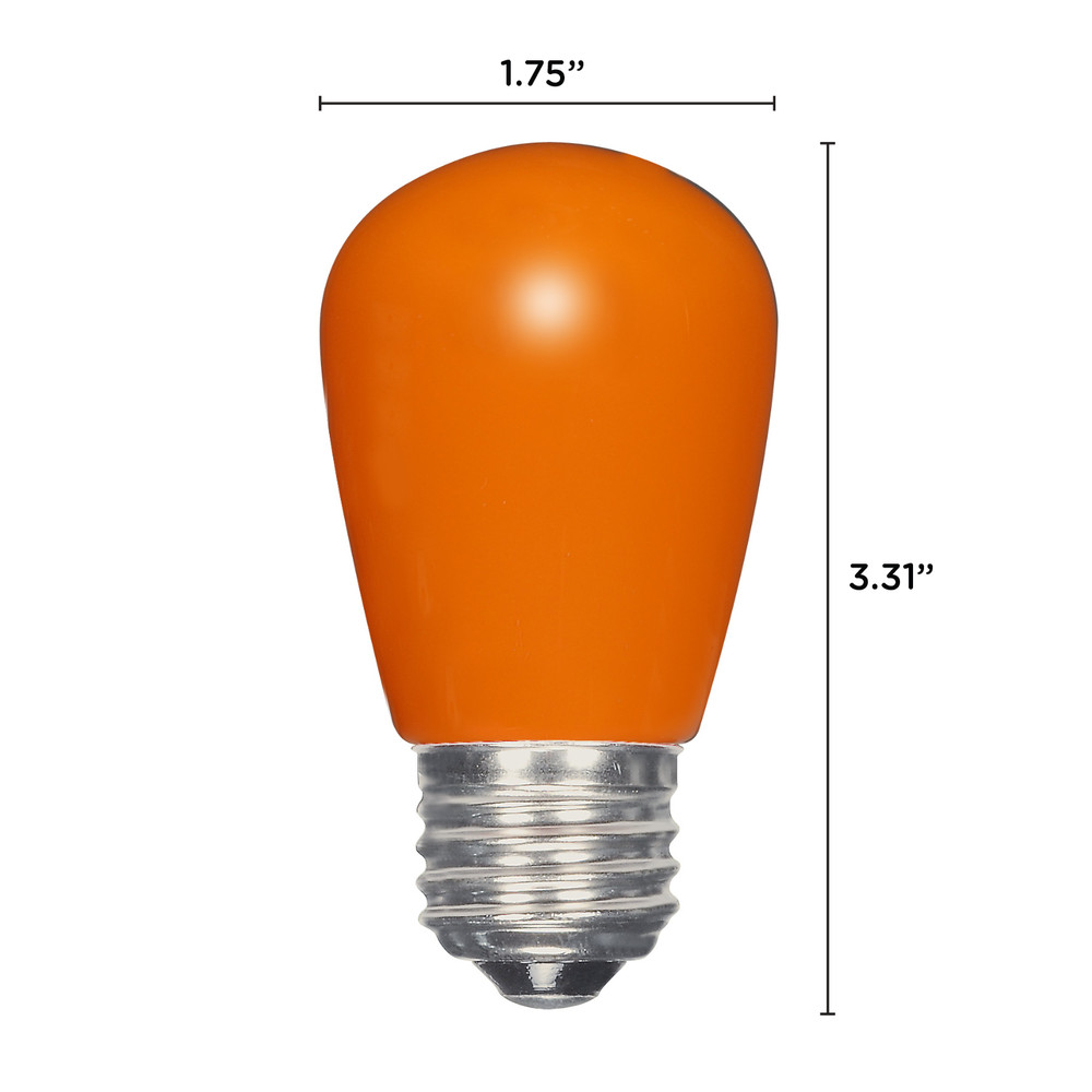Satco LED CERAMIC ORANGE Sign Indicator Bulb 1.4W =11W S14 120V Medium E26 Base