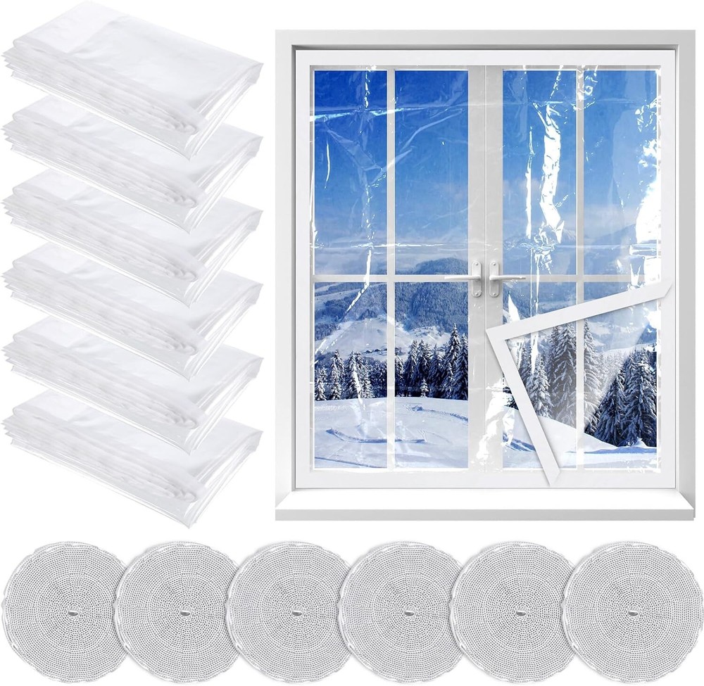 PANGDA Winter Window Insulation Kit 47x63 Inch with Hook Loop - 6 Sheets
