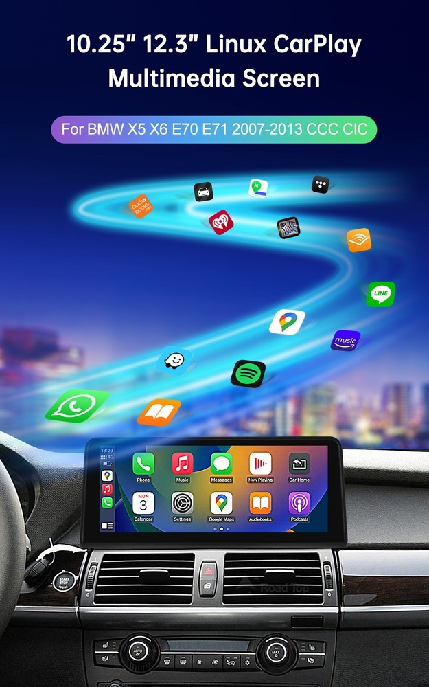 12.3" Wireless Carplay/Android Screen Multimedia For BMW X5 X6 E70 E71 2009-2013
