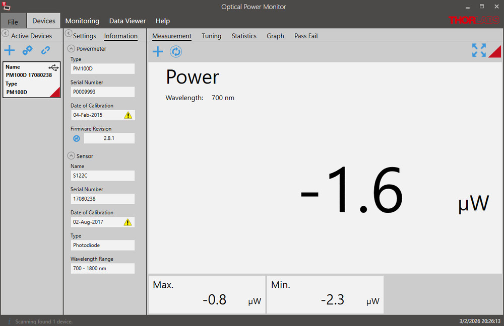 Thorlabs S122C Ge detector