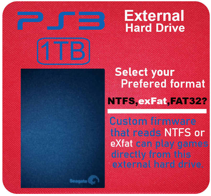 PS3 1tb External Hard Drive for Custom Firmware Select Format for all models