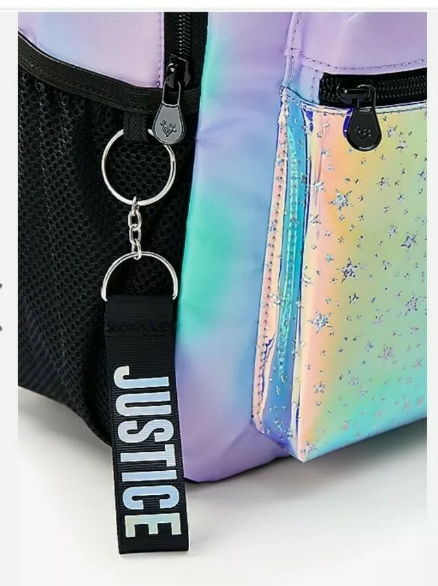 New, Girls Justice Dye Effect Stars Backpack, Initial V.