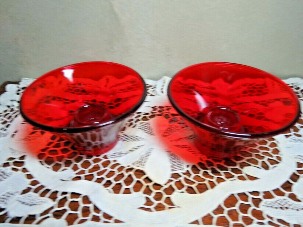 2 Anchor Hocking Ruby No 581 Candleholder reversible style