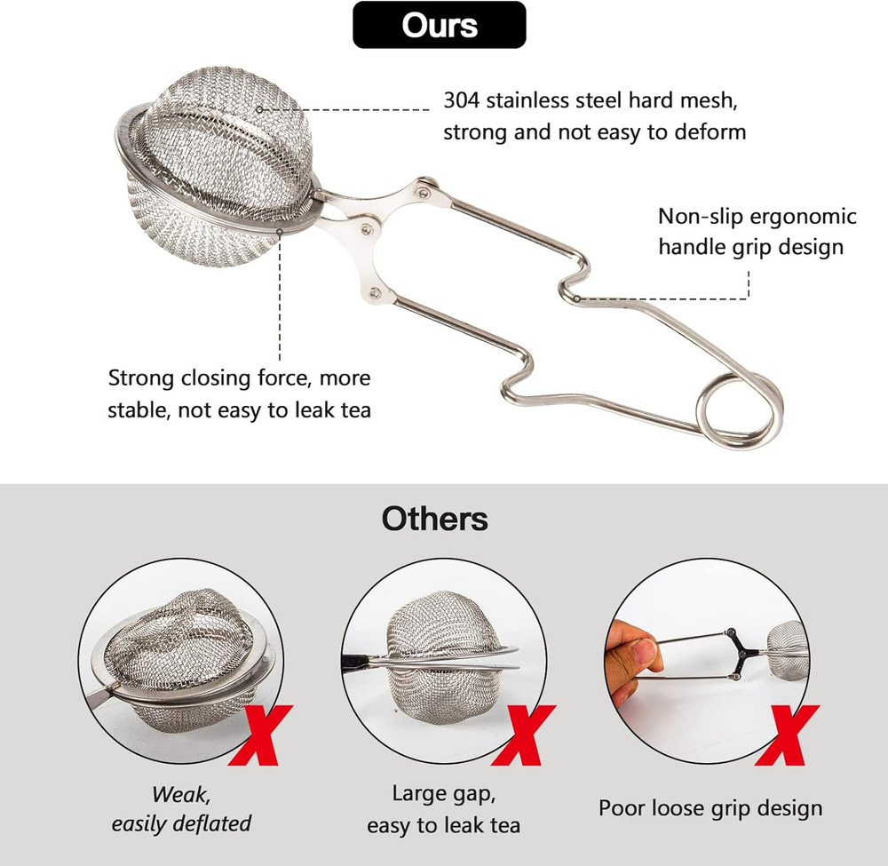Stainless Steel Snap Ball Tea Strainer Infuser Filter, 2 Pack