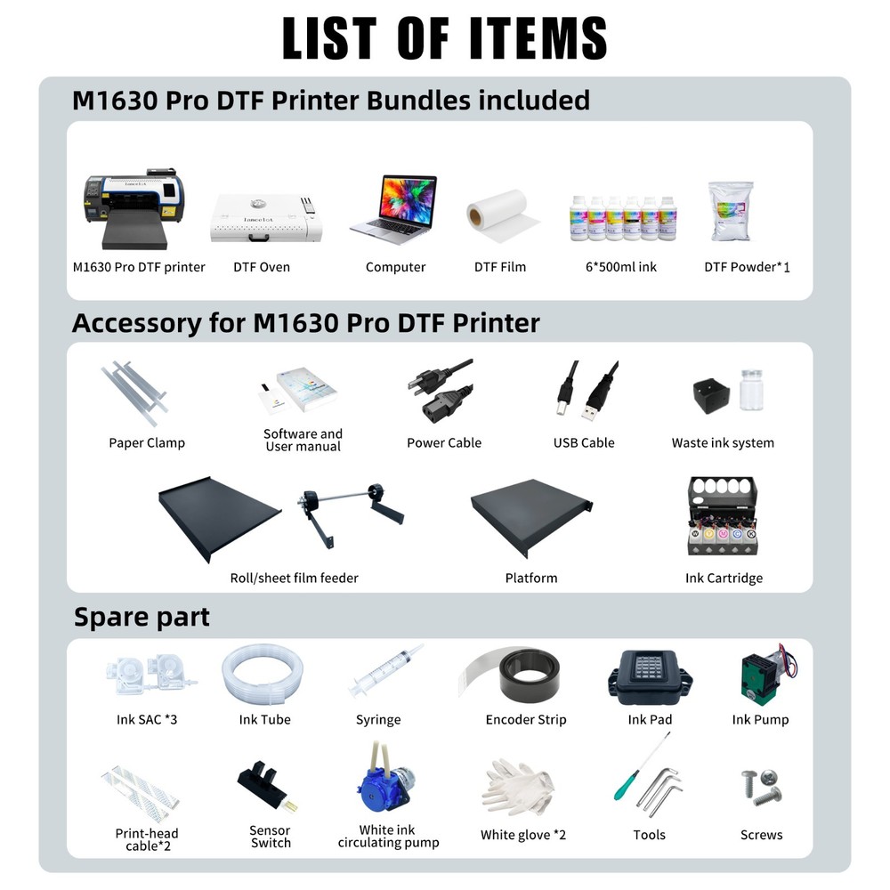 DTF Printer A3 Size with Auto Cutter, Lancelot Pro Bundle Includes Laptop Ink