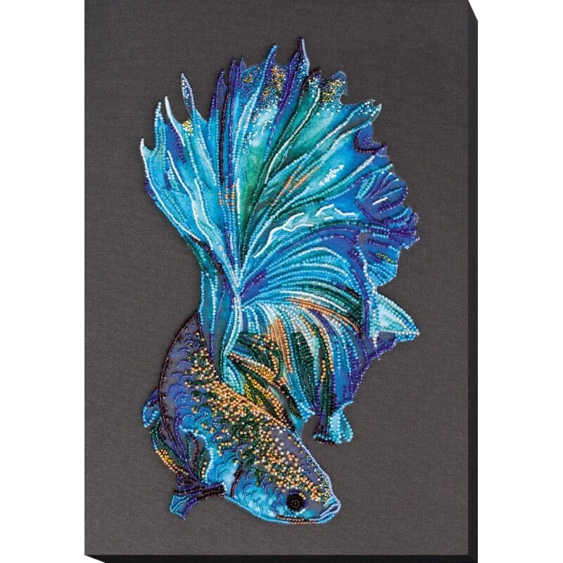 Bead Embroidery Kit Blue fish DIY Beadwork Beading Abris Art