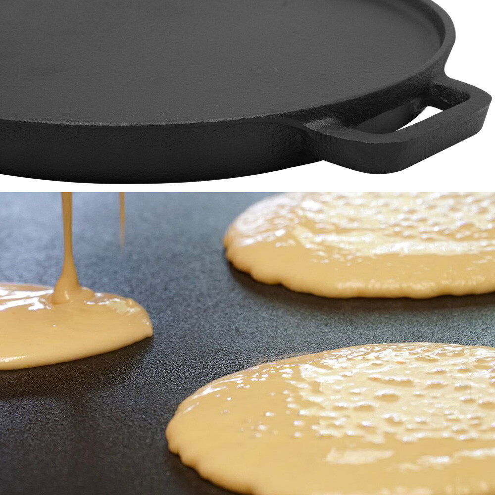 Cast Iron Reversible Grill/Griddle 12-Inch Double Handled Cast Iron Griddle