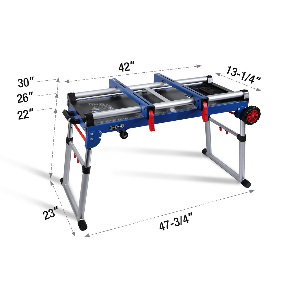 5-in-1 Portable Workbench Miter Saw Stand Quick Folding Worktable Adjustable Leg