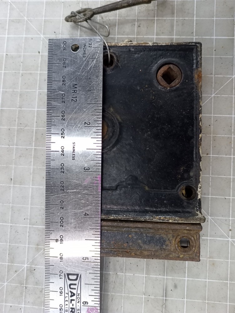 Antique surface mounted cast iron rim lock 3" x 5"