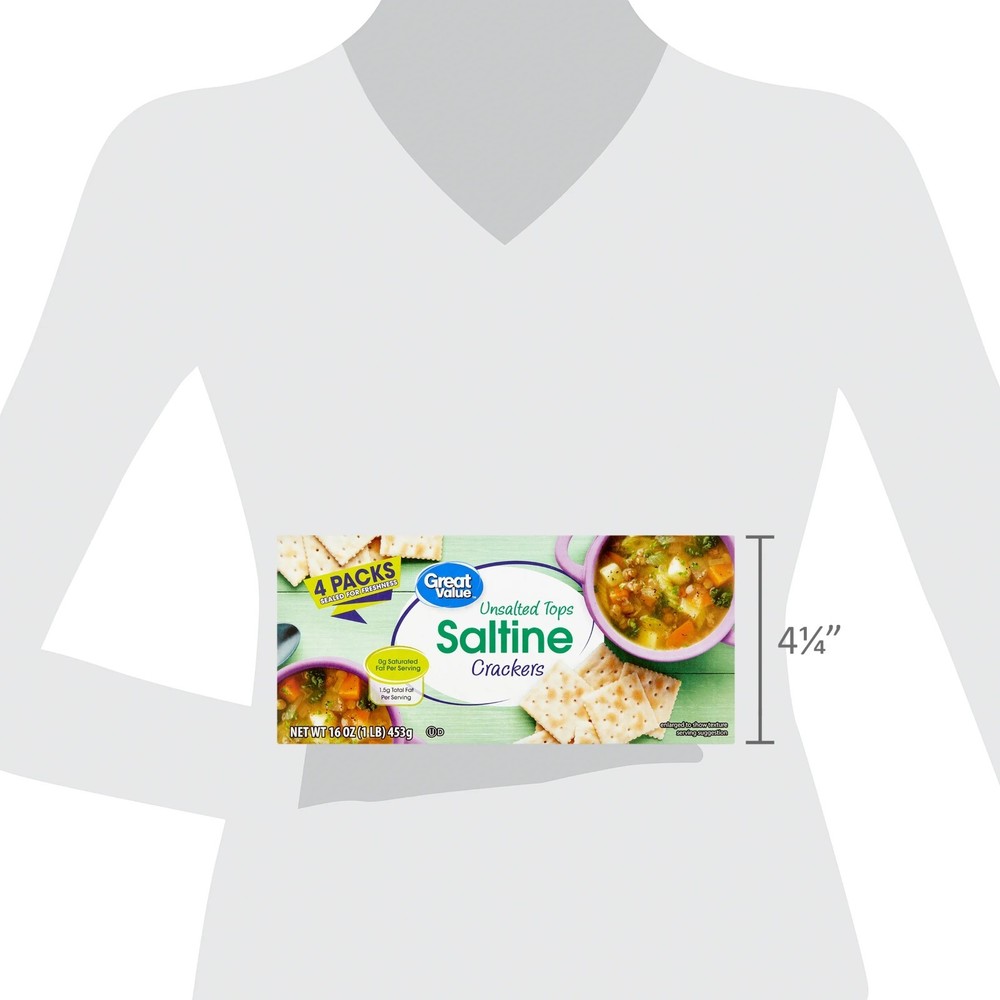 6 pack,Great Value Unsalted Tops Saltine Crackers, 16 oz.
