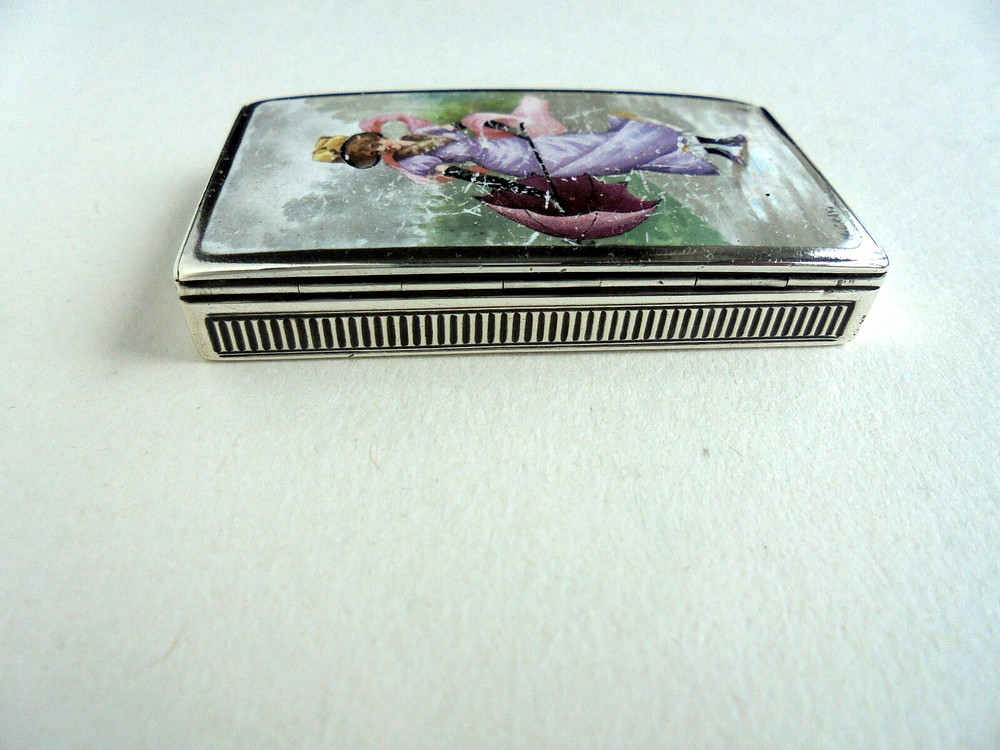 Sampson Mordan Silver Enamel Vesta Case 1889