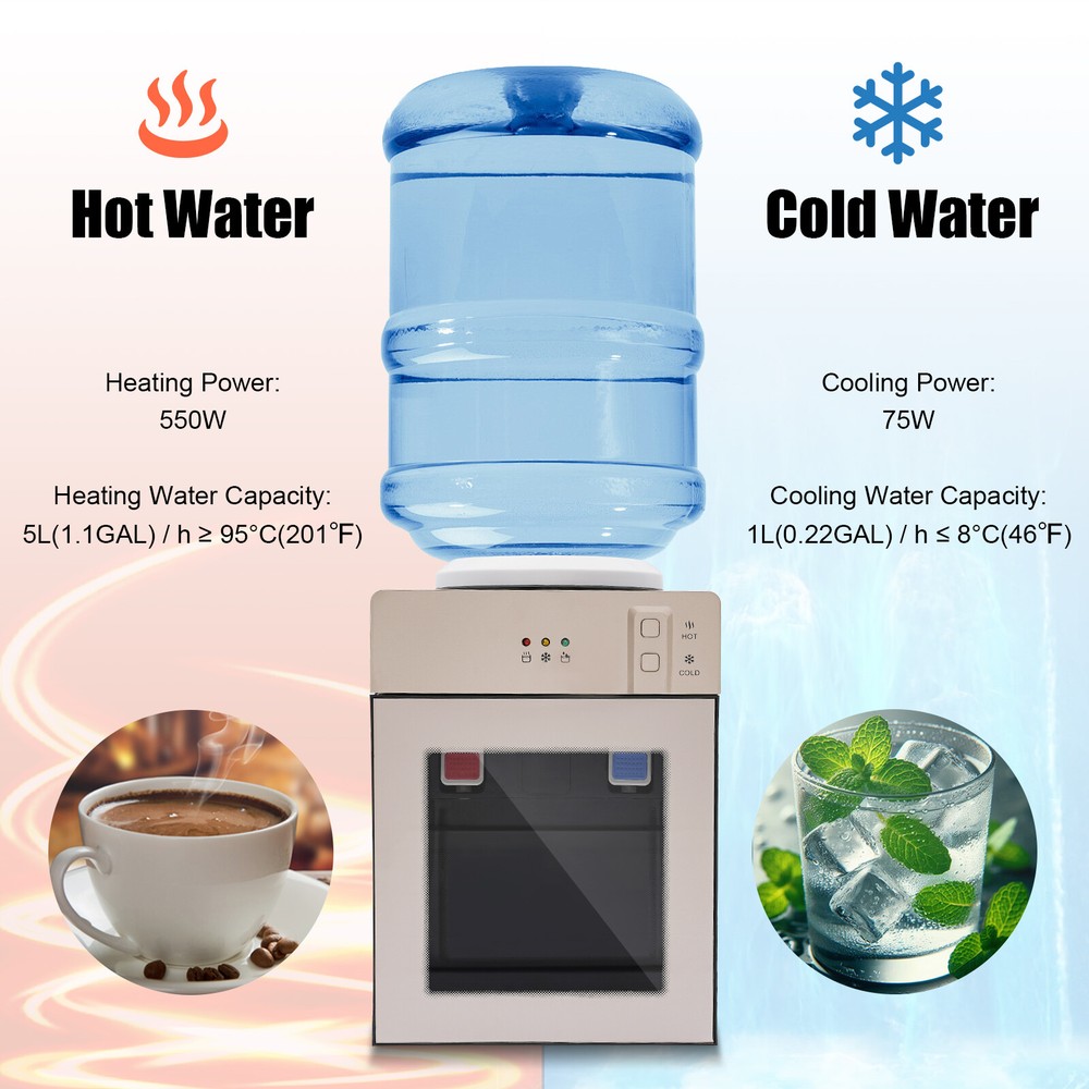 Top Loading Countertop Water Dispenser Hot Cold Water Cooler Drinking Machine