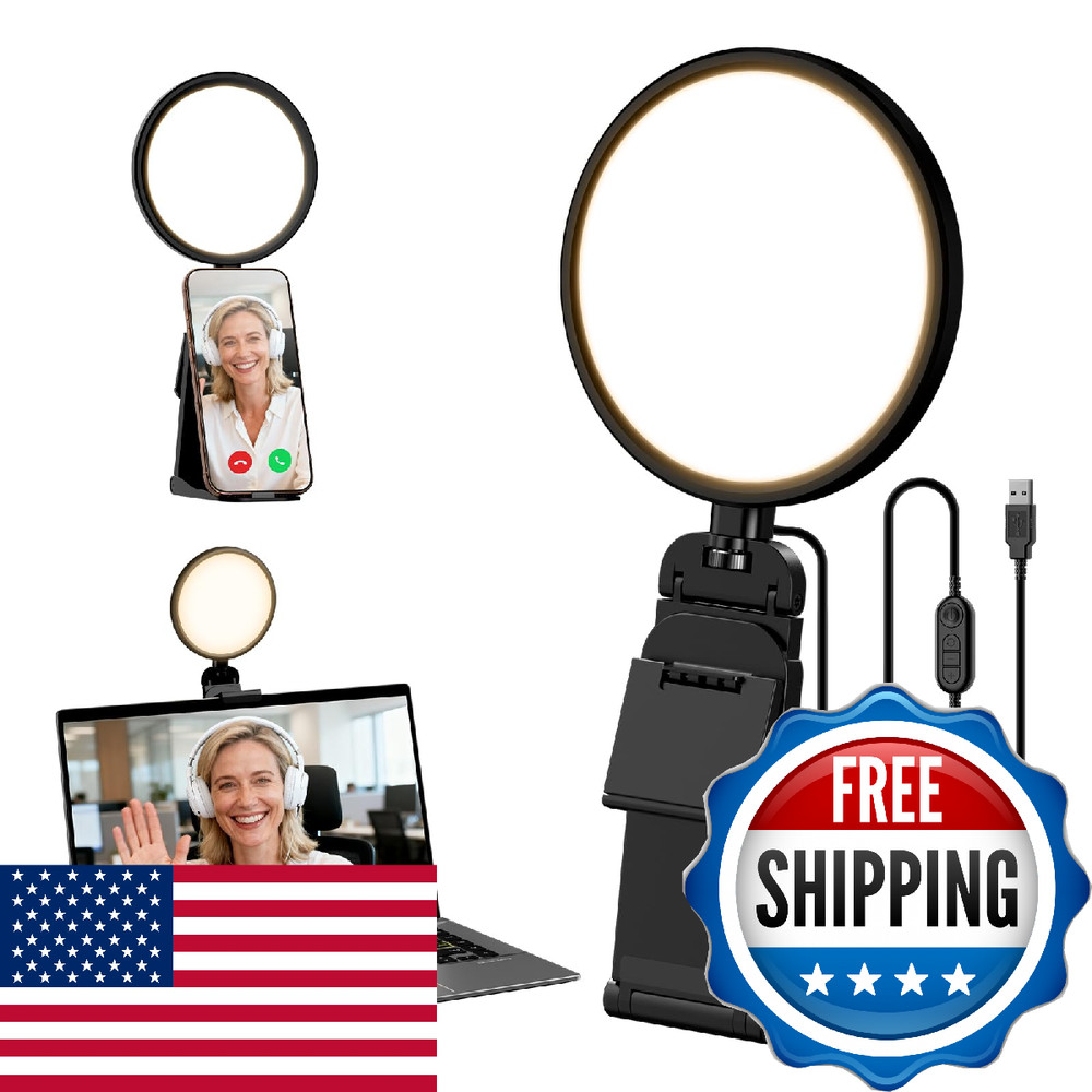 Computer Zoom Lighting for Video Conference, 5" Eye-Caring Ring Light with 50 Mo