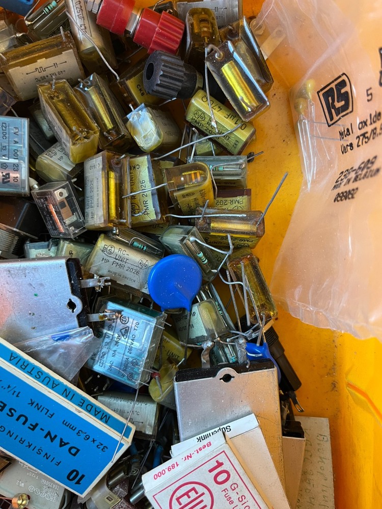 Vintage Electronics Grab Box – RC Snubber Units, Relays, Fuses, Mixed Components
