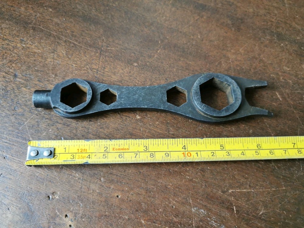 Vintage combination spanner, registered Oct. 9th 1876, slight damage.