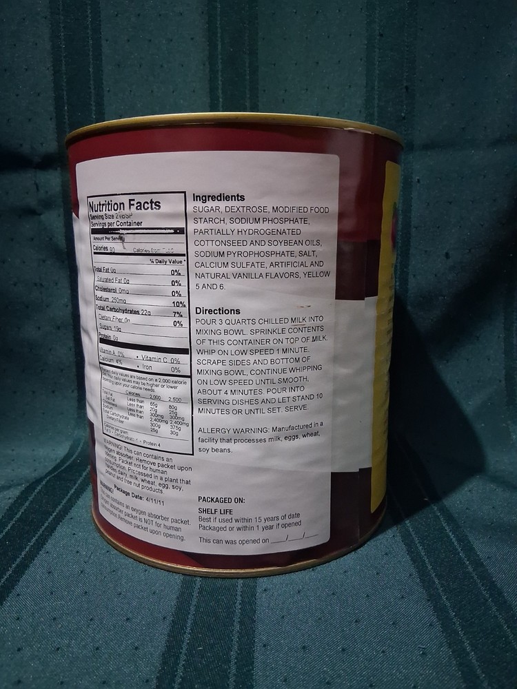 Reserve Pak Vanilla Pudding 4.5 lb Can WP647