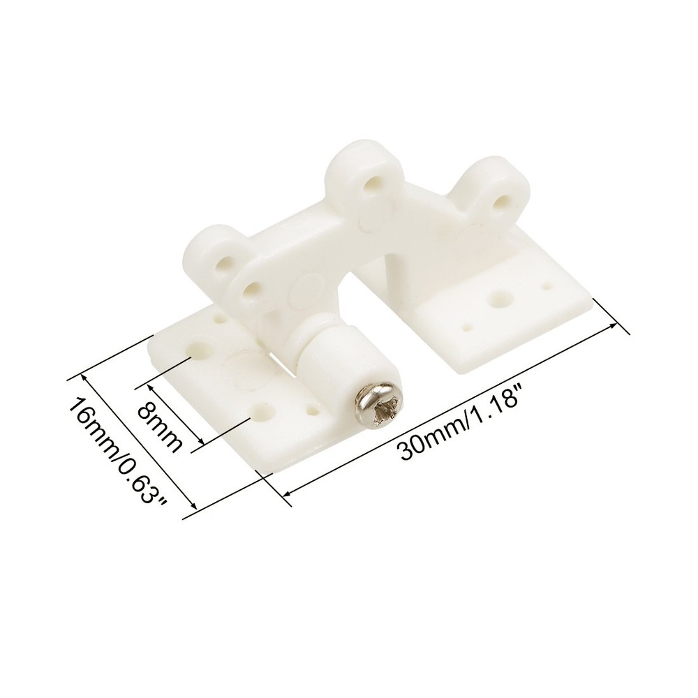 10 x RC Hinges Adjustable Hatch Hinge L 30mm x W 16mm White