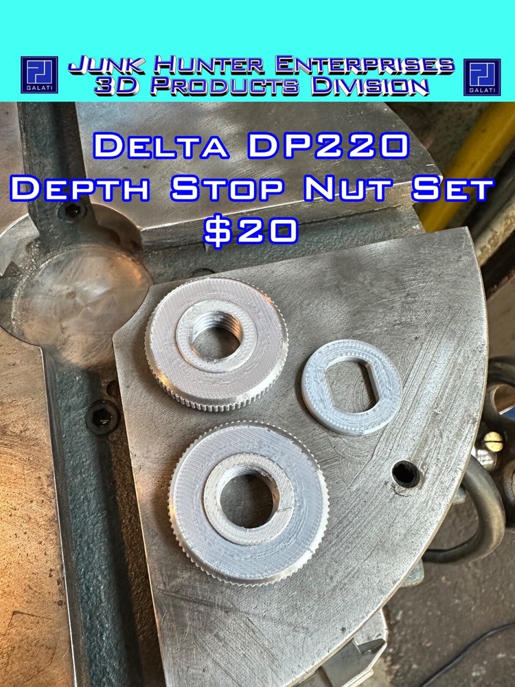 3D Printed Delta Rockwell DP220 14” Drill Press Depth Stop Lock Nut Washers