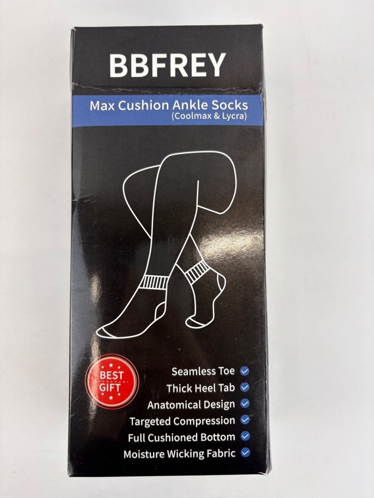 BBFREY 6 Pack Max Cushion Ankle Socks ( Coolmax & Lycra )