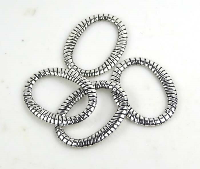 4 Silver Pewter Oval Large Ring 36x28mm