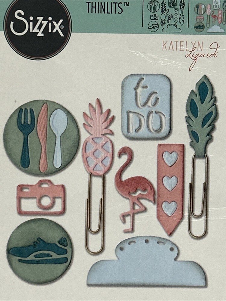 Sizzix Thinlits Dies Katelyn Lizardi Planner Page Icons #2 Flamingo Pineapple
