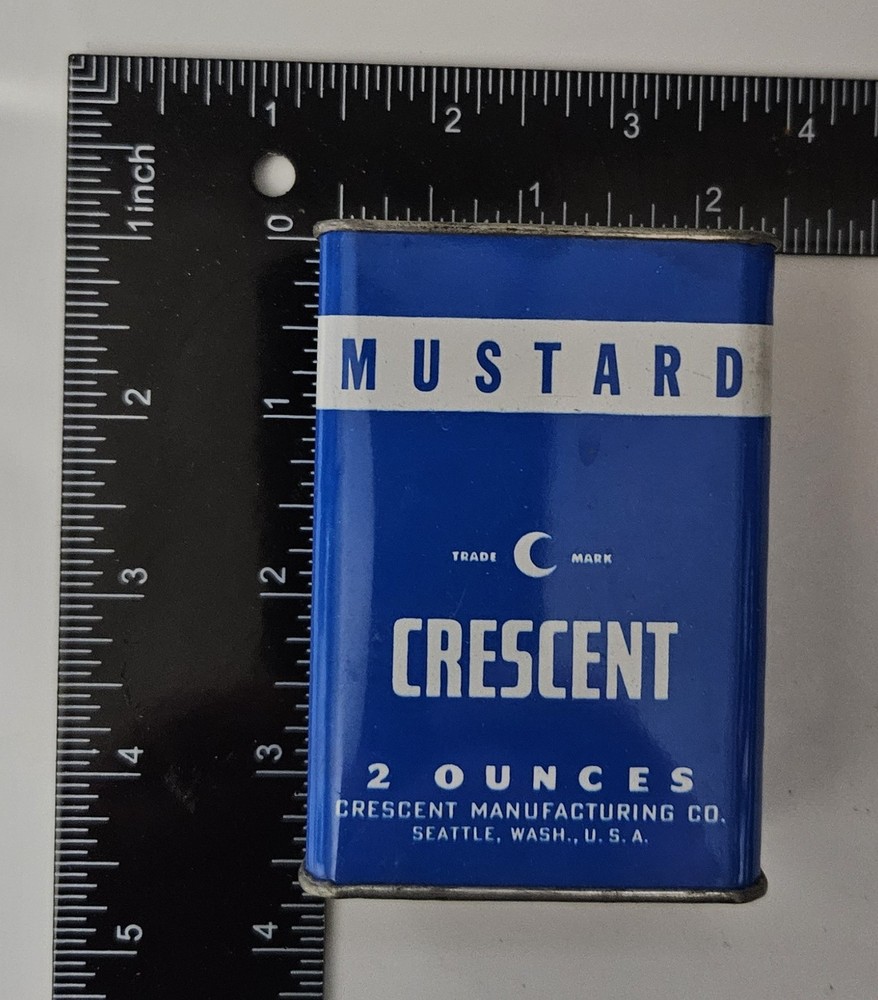 Vintage Empty Crescent Mustard Spice Tin - 2 oz