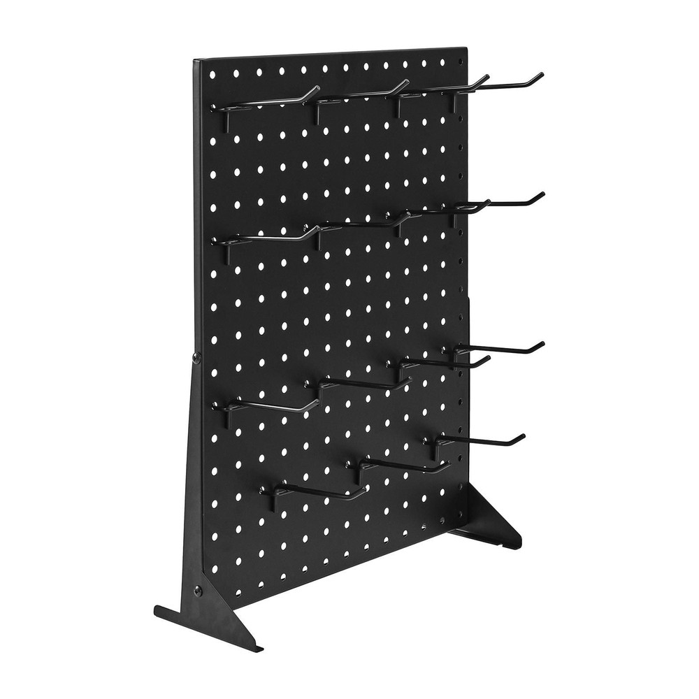 Tabletop Pegboard Stand: Cold-Rolled Steel, 15 Hooks, Black