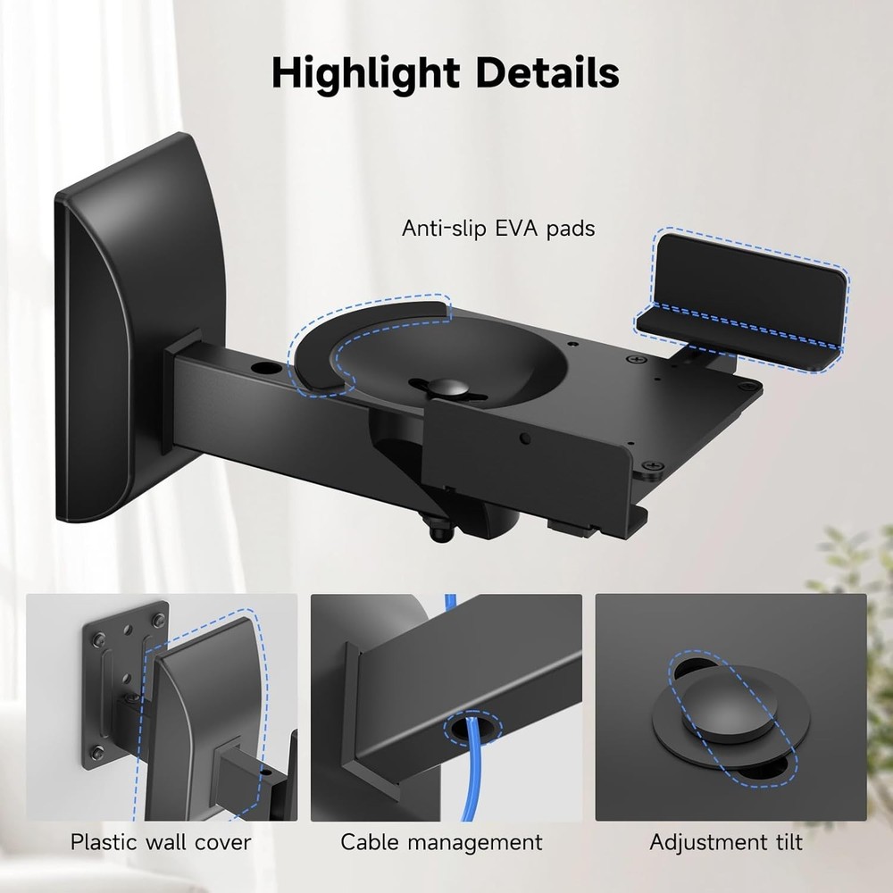 Dual Speaker Wall Mounts with Cable Management - Elegant Design, Easy Install