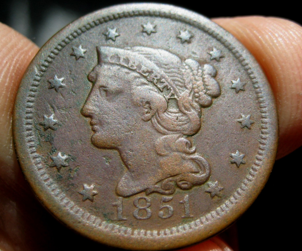 1851 LARGE CENT ~ Normal Date ~ Very Fine