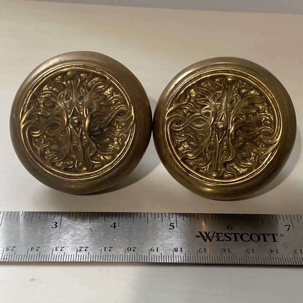 late Victorian style compression brass door knobs set