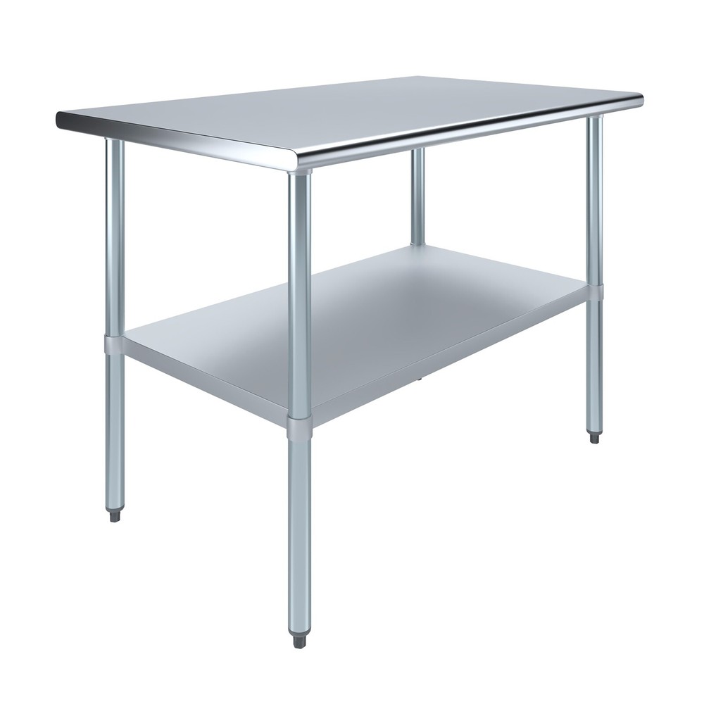 30" X 48" Stainless Steel Work Table With Galvanized Undershelf