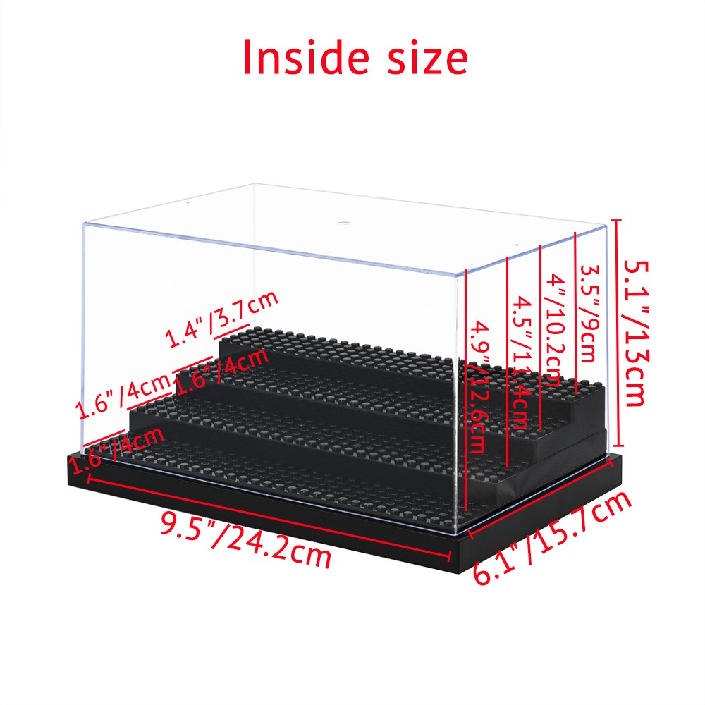 4-Steps Acrylic for Minifigure Display Case Stackable Box Clear Dustproof Clear