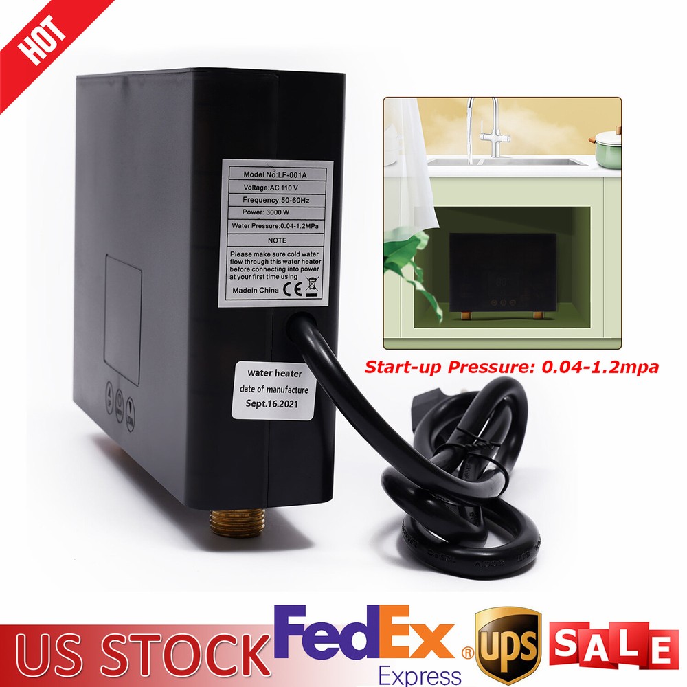 110V Instant Electric Tankless Hot Water Heater Shower Boiler Kitchen Bathroom