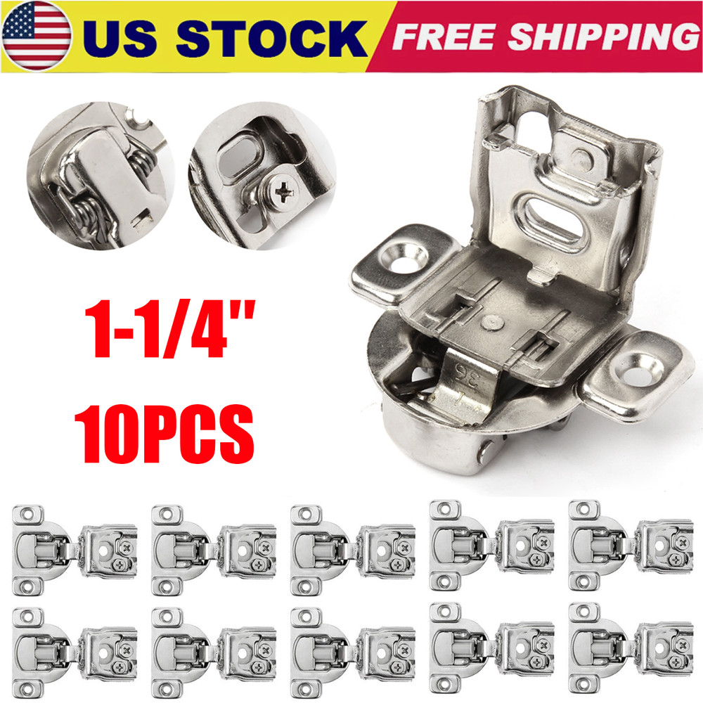 10PCS 1-1/4" Overlay Soft Close Face Frame 105° Compact Cabinet Hinges Handware