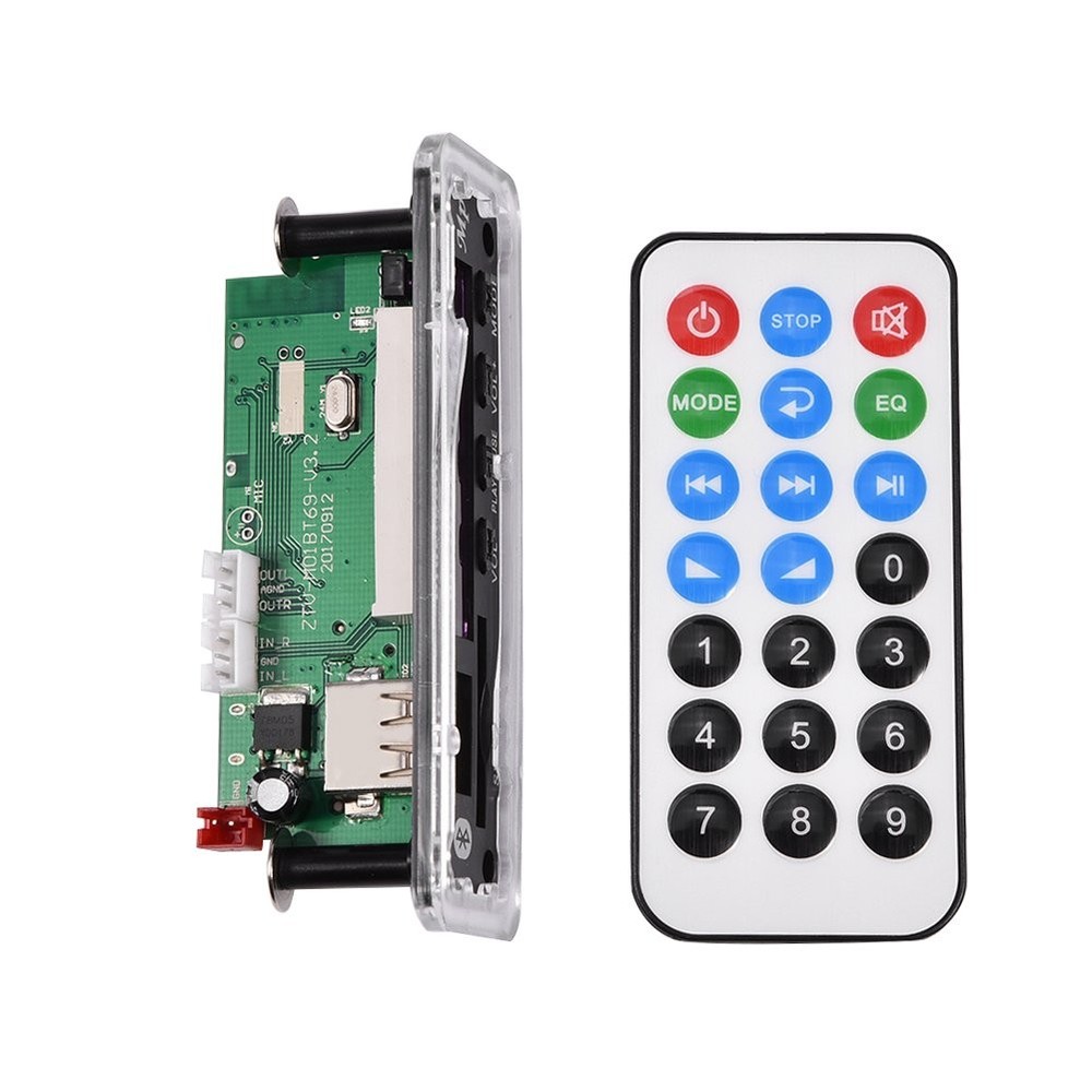 MP3 WMA Decoder Board Audio Bluetooth 4.2 Module 12V, USB/SD Small, default