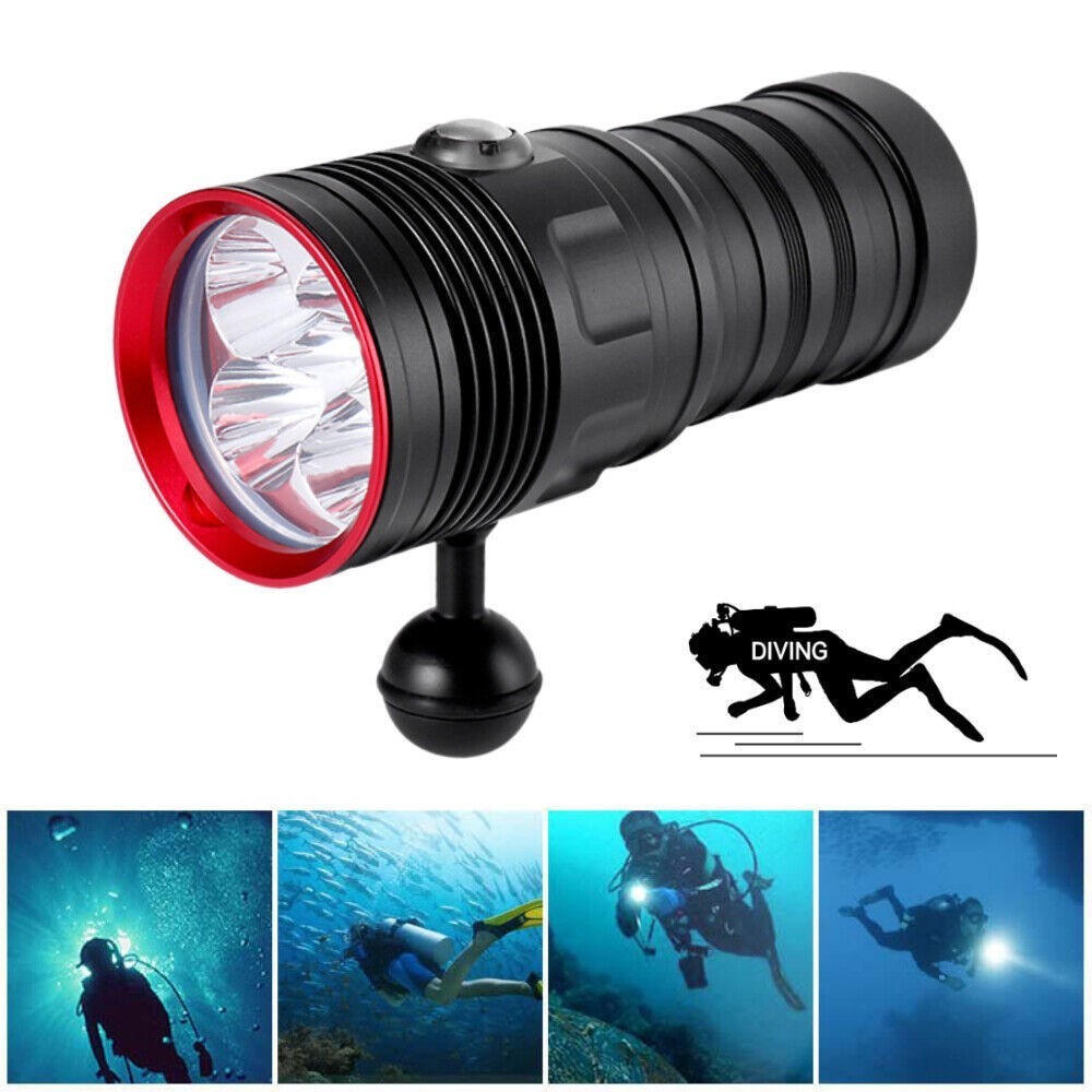 Waterproof 80000LM LED Scuba Diving Torch Flashlight Underwater 80m