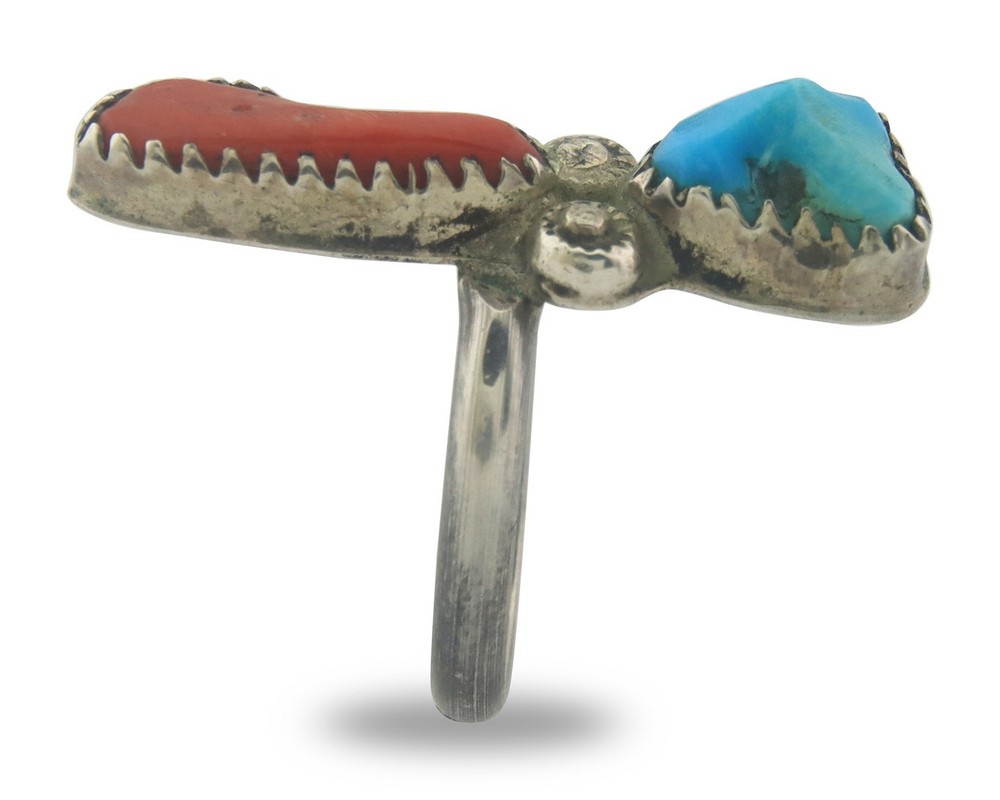 Vintage Navajo Ring Sterling Silver Authentic Gemstone Handmade Signed #8
