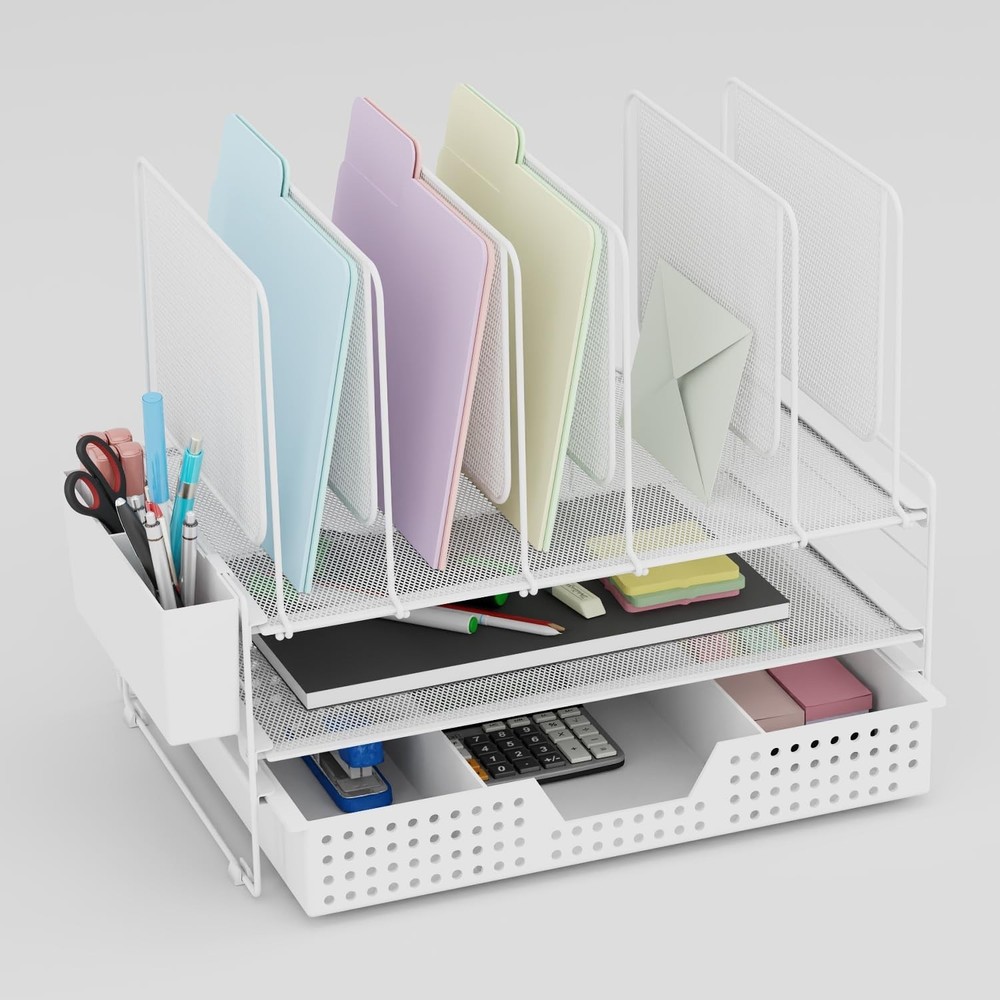 Desk Organizer, Office Organization with Vertical File Holder, File Organizer...