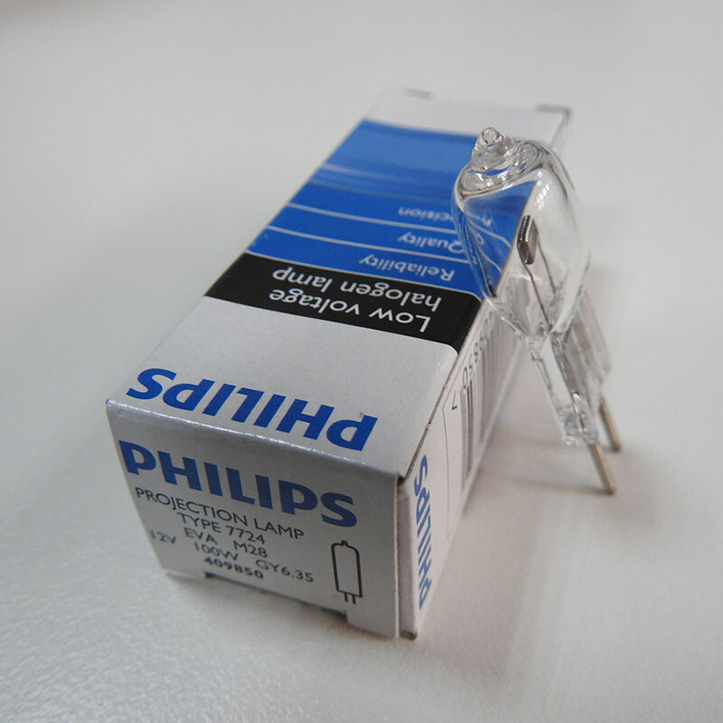 PHILIPS 7724 Projection Lamp EVA 12V100W GY6.35 Microscope Halogen Light Bulb