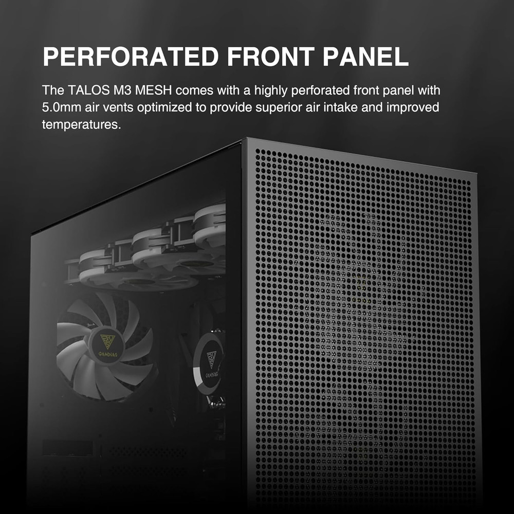 E-ATX Mid Tower Gaming Computer Case, Tempered Glass PC Case, USB Type-C, Built-