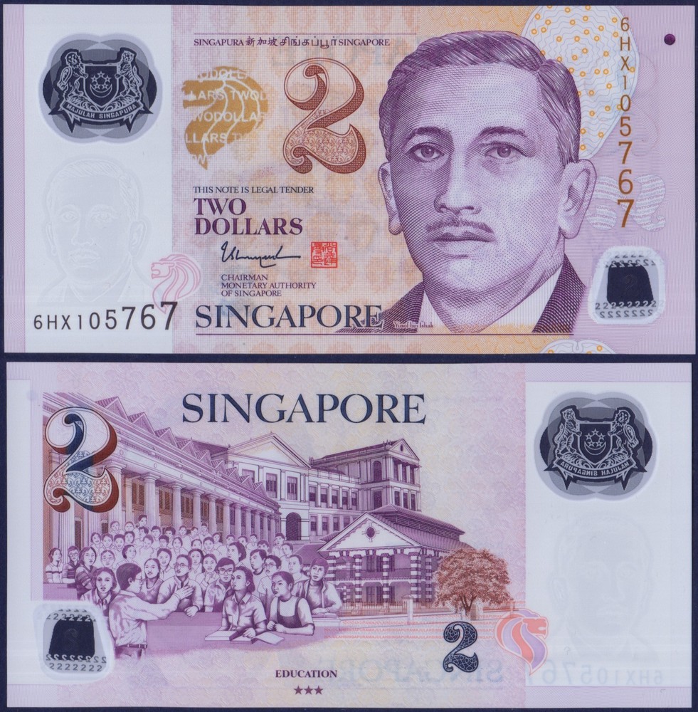 Singapore - P46l - 2 Dollars - Three 3 Solid Stars - POLYMER - #6HL - UNC