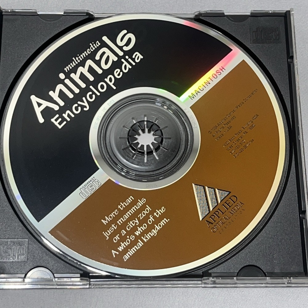 Applied Optical Media Animals Encyclopedia For Macintosh CD Rom