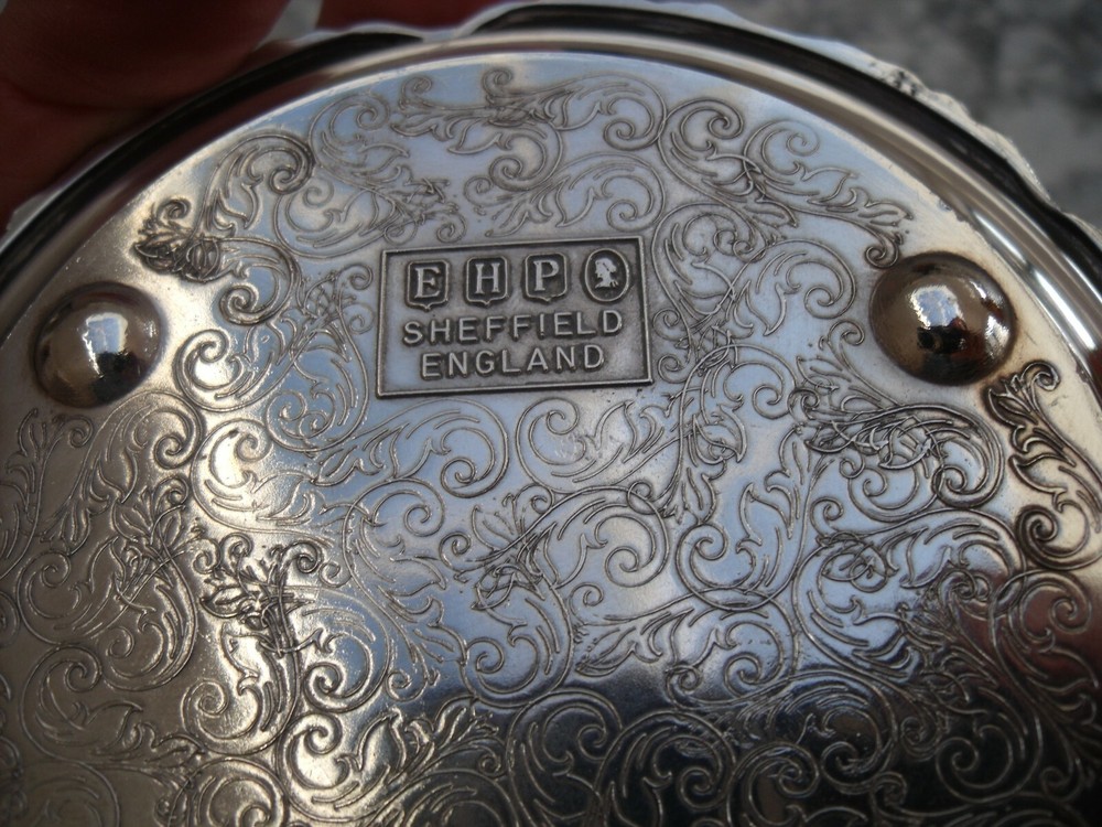 Sheffield Silver Plated Coaster with Grape and Vine pattern by E.H. Parkin.