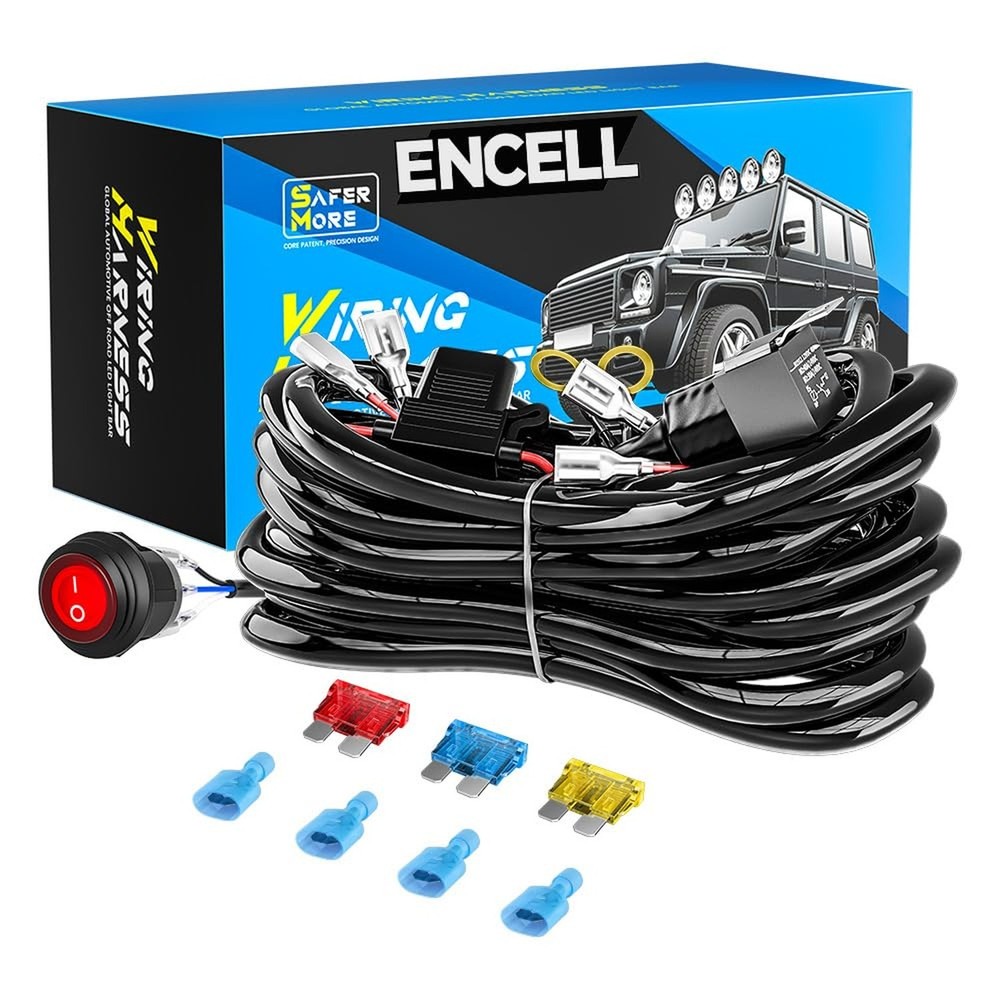 LED Light Bar Wiring Harness Kit 18AWG 12V Trailer Light Switch Relay Blade F...