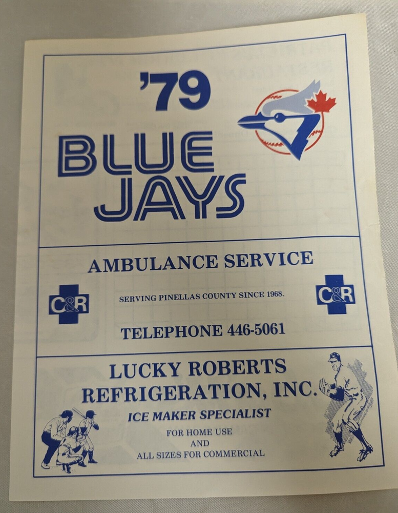 Toronto Blue Jay Spring Training Program, 1979, W/Separate Scoring Card MLB