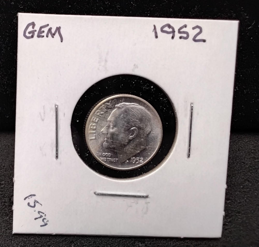 1952 ROOSEVELT SILVER DIME - GEM - HO25